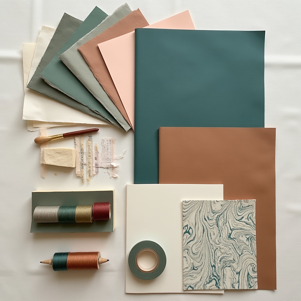 Papiers et matériaux de reliure artisanale sélectionnés pour l'atelier